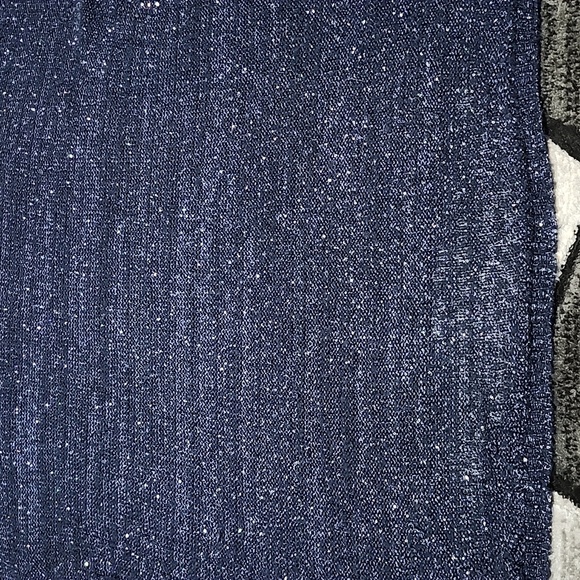 ANA NAVY BLUE IRIDESCENT SEQUINS SHORT SLEEVE SWEATER - Picture 11 of 13